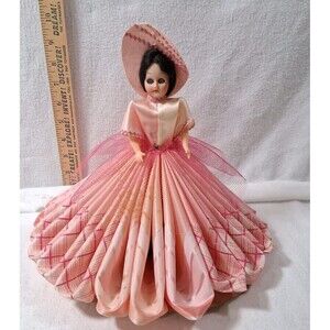 Vintage Handmade Boudoir Dresser Doll Pink Pleated Skirt Victorian Style 9”